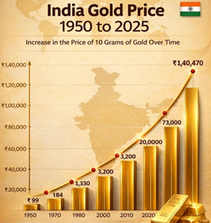 India Gold Price 1950-2025